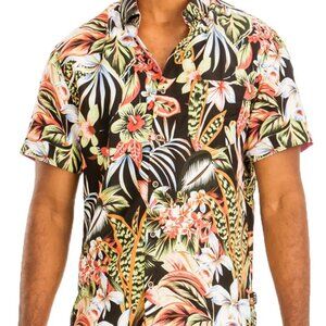 ✨NWT WEIV Men's Full Size Hawaiian Print Button Down Shirt Plus Size